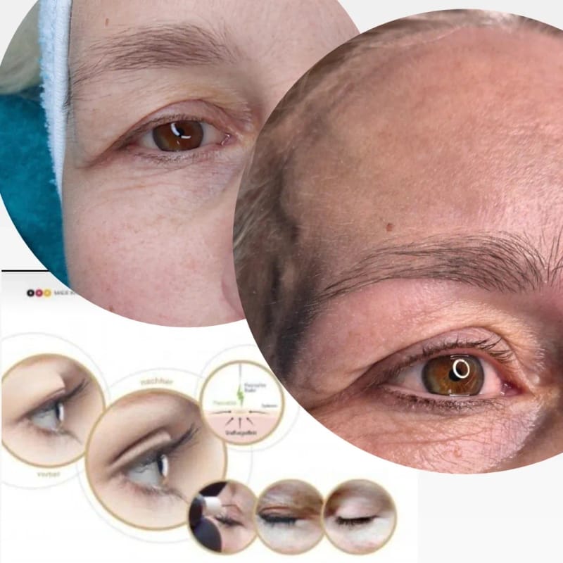 Permanent Make-up Ergebnisse für Brauen und Wimpernkranz im Vorher-Nachher-Vergleich